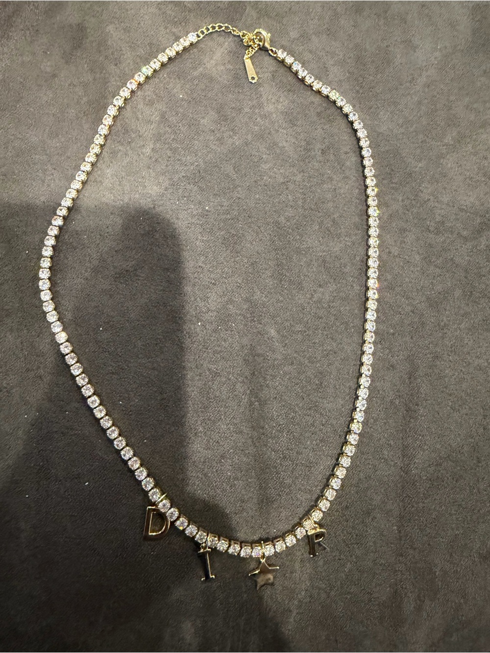 Others Follow Gold-Tone Crystal Tennis Necklace with Letter & Star Charms